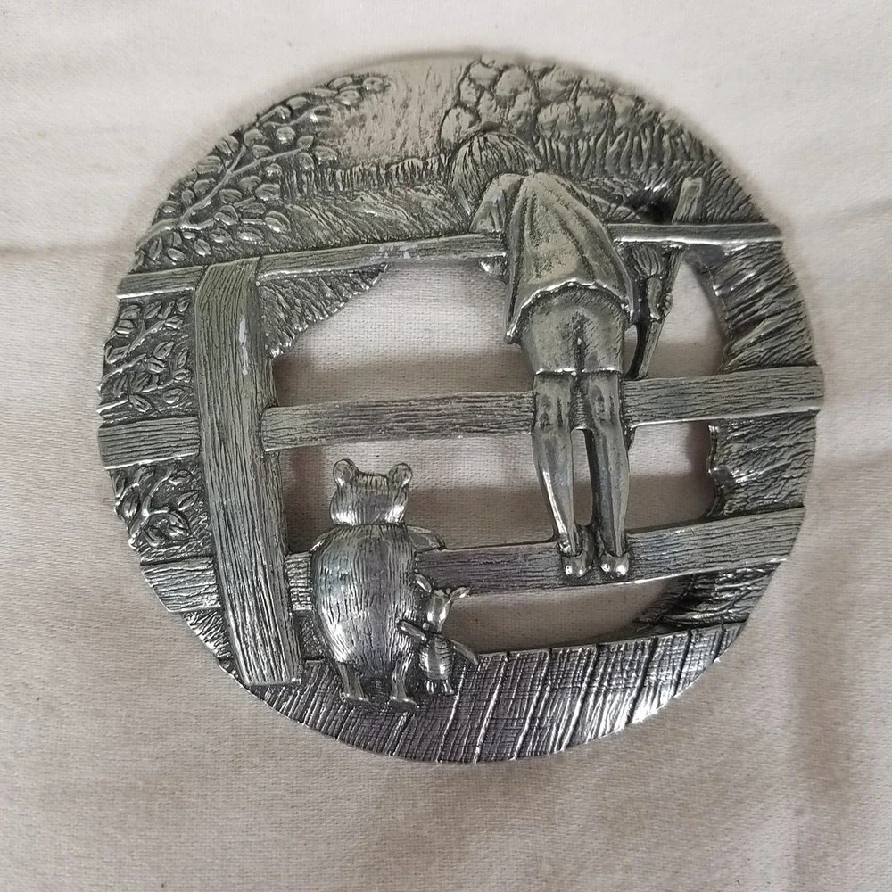 Danforth Pewter Winnie the Pooh Jar TopperVintage Silver Excellent Disney Lid